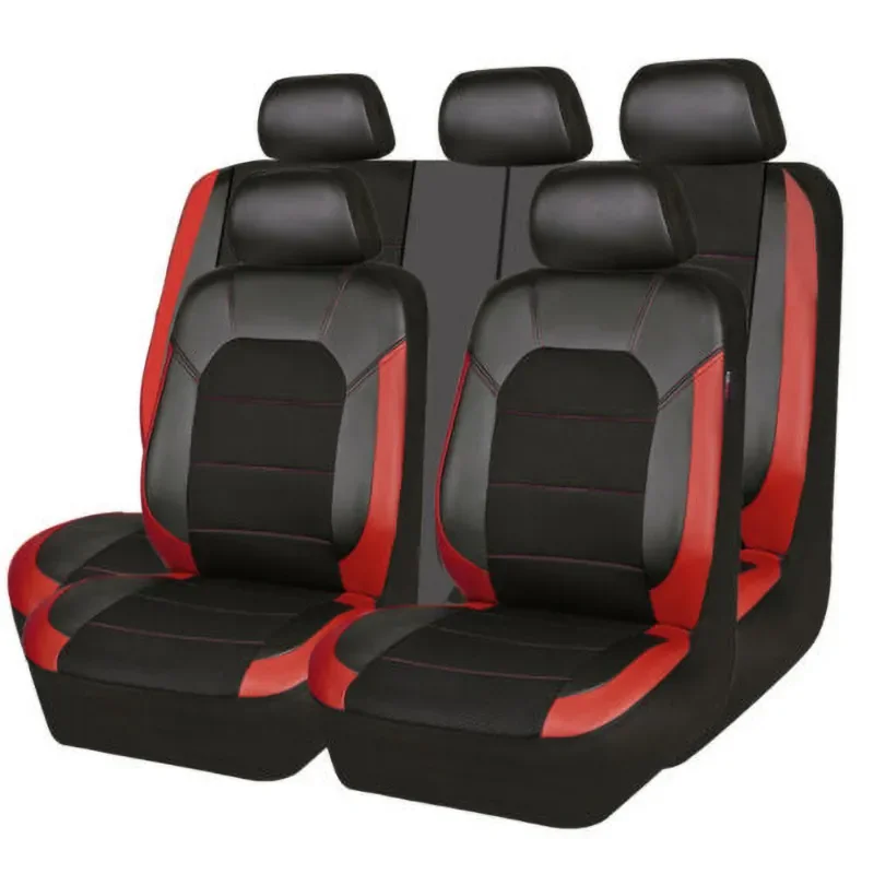 Leather Sandwich Seat Cover Cushion for Toyota Camry Honda Civic Ford F-150 Universal Fit 5-Seater