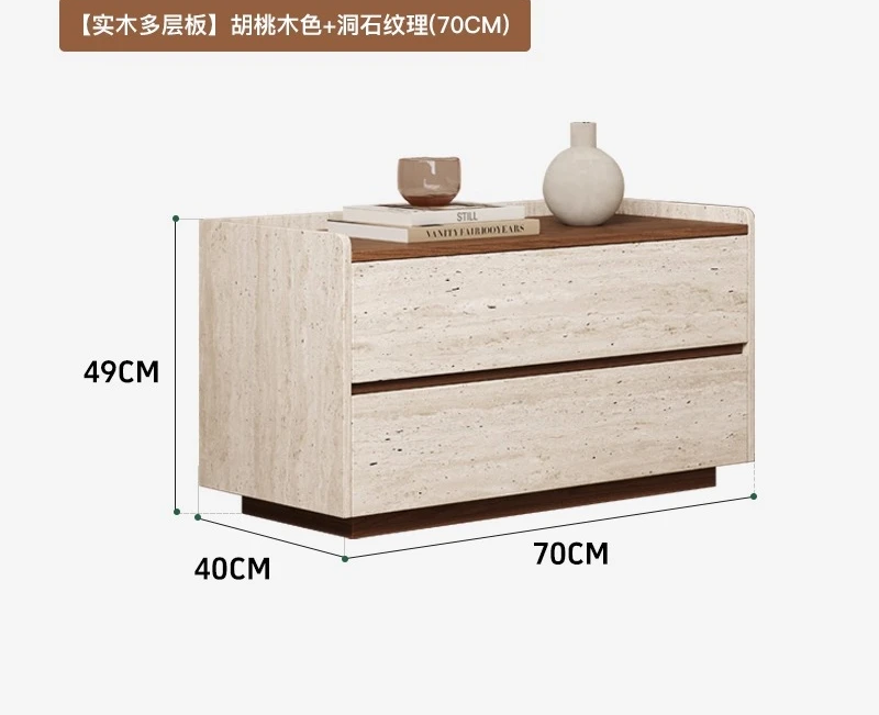 walnut pattern nightstand light luxury end table for Living room bedroom wood bedside table with Drawers capaciousness
