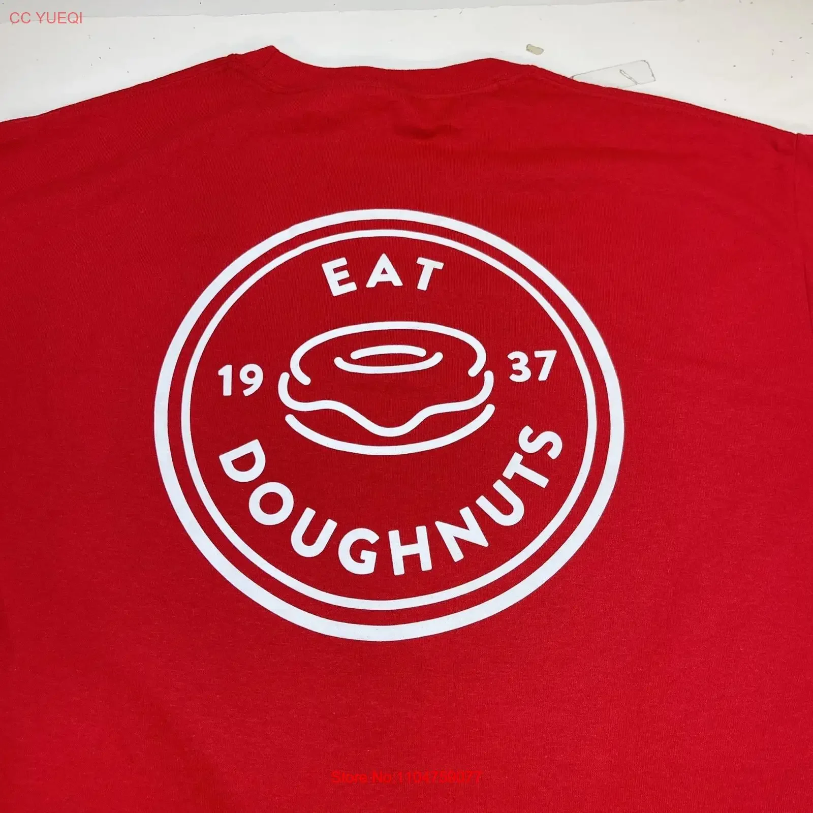 NUEVA camiseta Krispy Kreme Donuts Donuts Sz para hombre L rojo vintage lavado ligeramente Top para uso diario ropa de diseñador