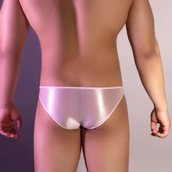 Men Oil Shiny Briefs See Through Thongs Male Stretch Hip Lift Underwear Thin Sheer Low Waist Panties Sissy Erotc Lingerie Hombre