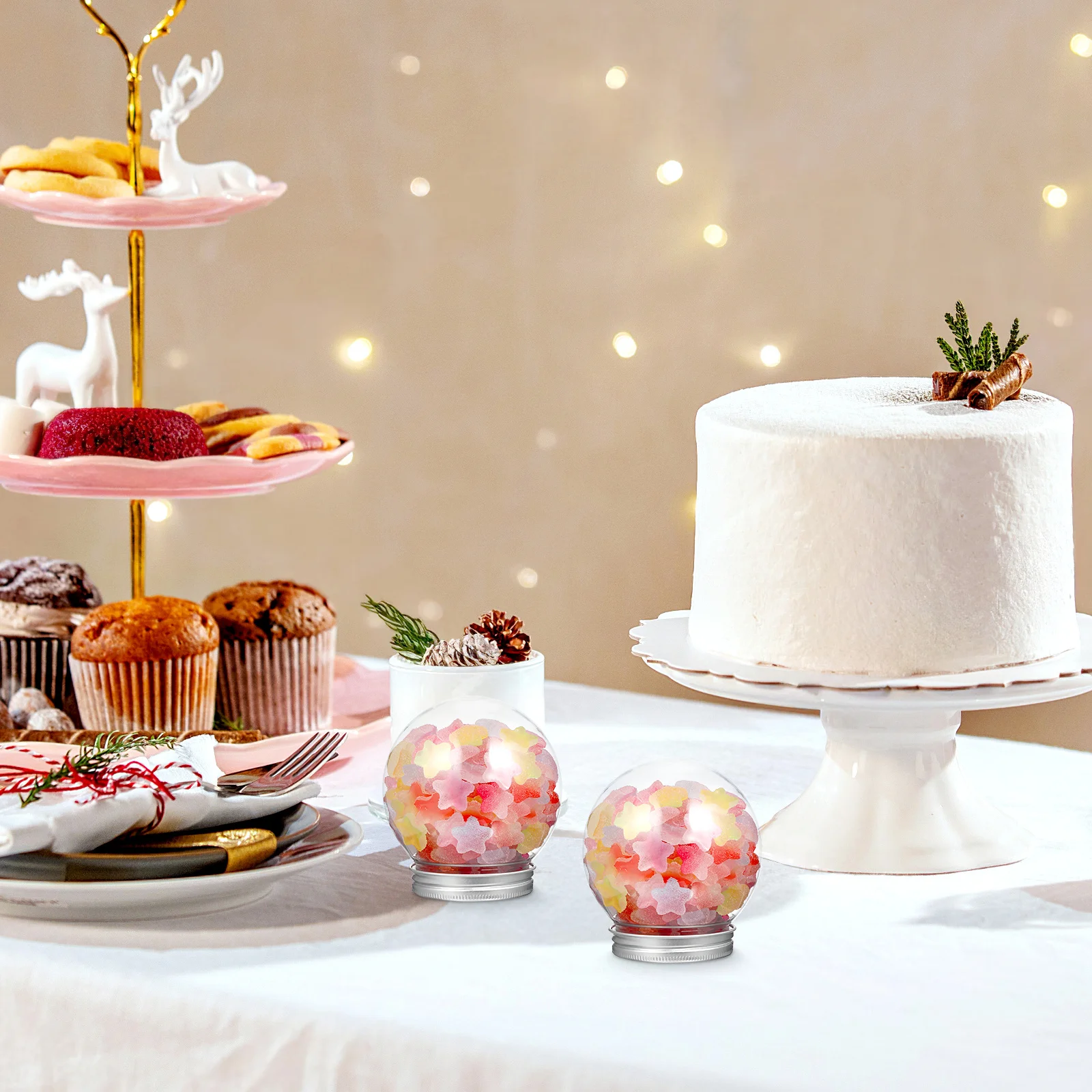 

10Pcs Light Bulb Candy Bottles Clear Candy Container Xmas Reusable Bottles for Holiday Favor Wedding Party Decoration DIY Snow