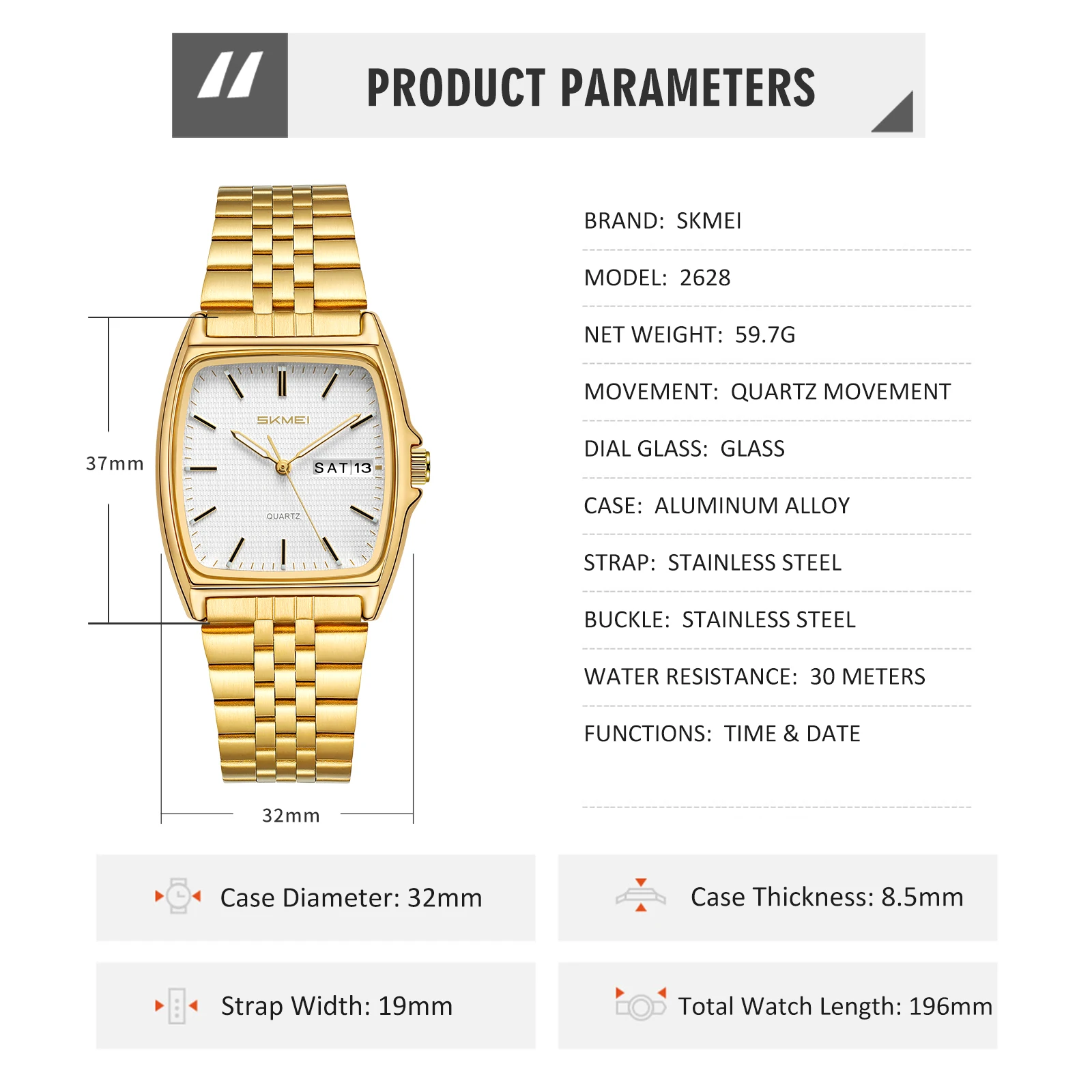 SKMEI 2628 Quartz Watches For  - Luxury Watch Exchange review and price