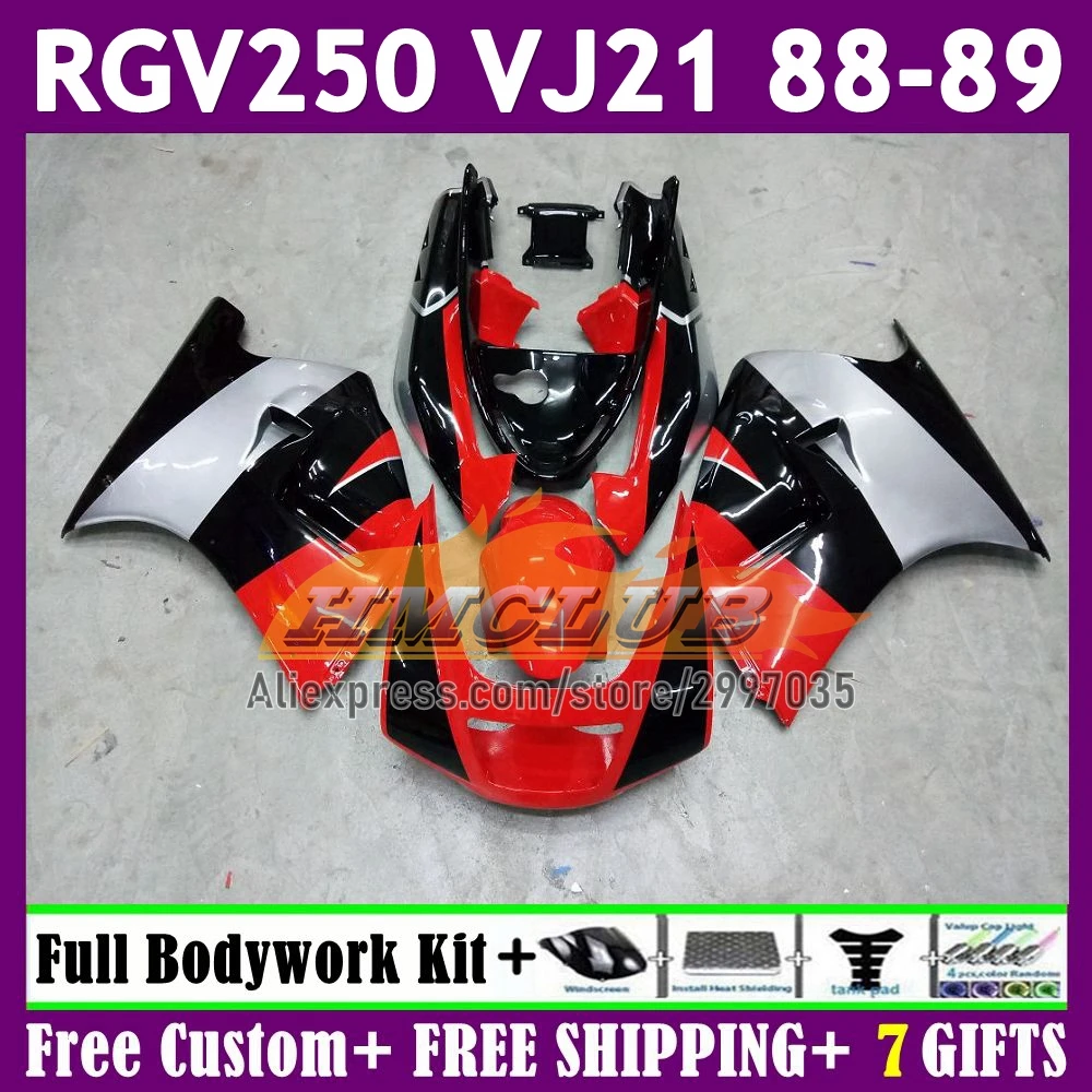 Body For SUZUKI SAPC VJ21 RGV250 VJ 21 Bodywork 58No.190 RGVT-250 silvery red RGV-250 1988 1989 RGV 250 RGVT250 88 89 Fairings