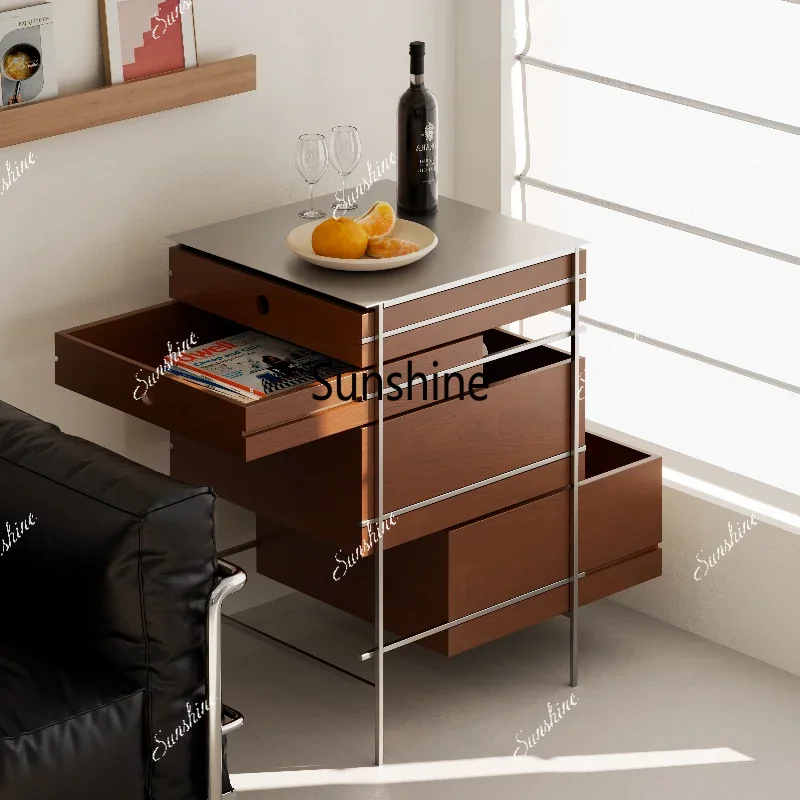 Medieval coffee cabinet Small apartment bar counter Bucket cabinet Double-sided pull-out storage cabinetTJ