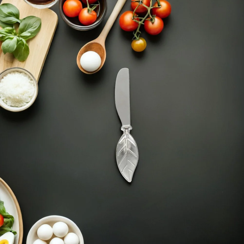

4pcs Butter Knife Alloy Cream Spreader For Charcuterie Boards Wedding Party Favors Leaf Design Condiment Slicer Serving