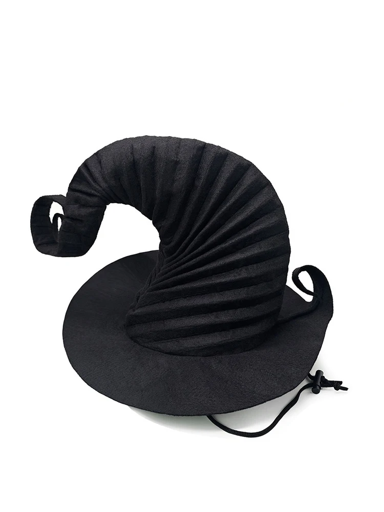 Cappello di Halloween Strega Cosplay Prop Demone Decor Bordo con volant Gioco di ruolo di Halloween Copricapo per costume di carnevale Cappello nero stile scuro