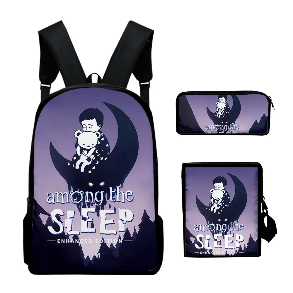 Classic Popular Among the Sleep 3D Print 3pcs/Set pupil School Bags Laptop Daypack Backpack Inclined shoulder bag Pencil Case