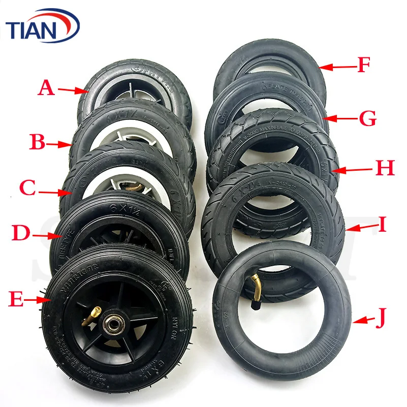 6x1 1/4 wheel tyre 6 Inch Pneumatic / solid Tire Motorcycle 150MM Scooter Wheel With Hub  Inner Tube Electric  tire