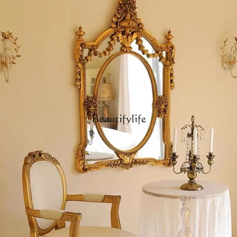 

1European-style Luxurious Carved Makeup Mirror French Retro Fireplace High-end Decorative Mirror