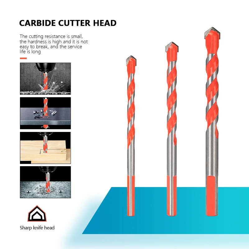 Drill Bit Multi-function Triangle Drill for Ceramic Tile, Concrete, Wall, Metal Wood Drilling Hole Cutter Glass Drill Bit