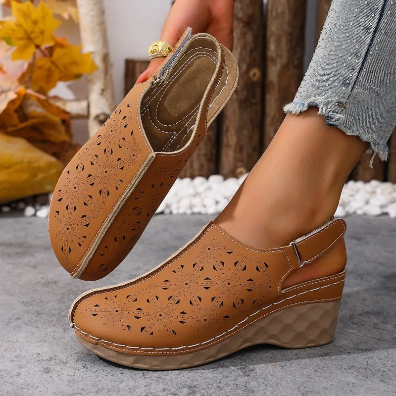 صنادل نسائية موضة الصيف أحذية منصة مفتوحة من الأمام للنساء أحذية شاطئ مريحة غير قابلة للانزلاق صنادل إسفين مجوفة للنساء #5