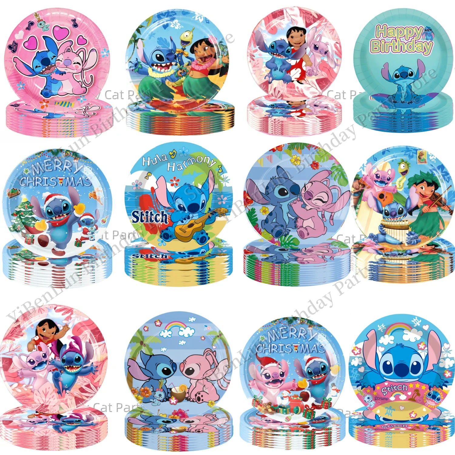 

7/9 inch Disney Lilo Stitch Party Plates Birthday Decor Stitch Disposable Tableware Angel Dish Baby Shower Girls Party Supplies