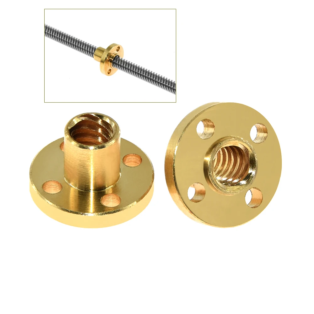 T8 Trapezoidal Nuts 2mm 4mm 8mm Copper Screws For Stepper Motor Lead Screw Diameter 8mm Pitch 2mm Brass 3D Printer Part Guide