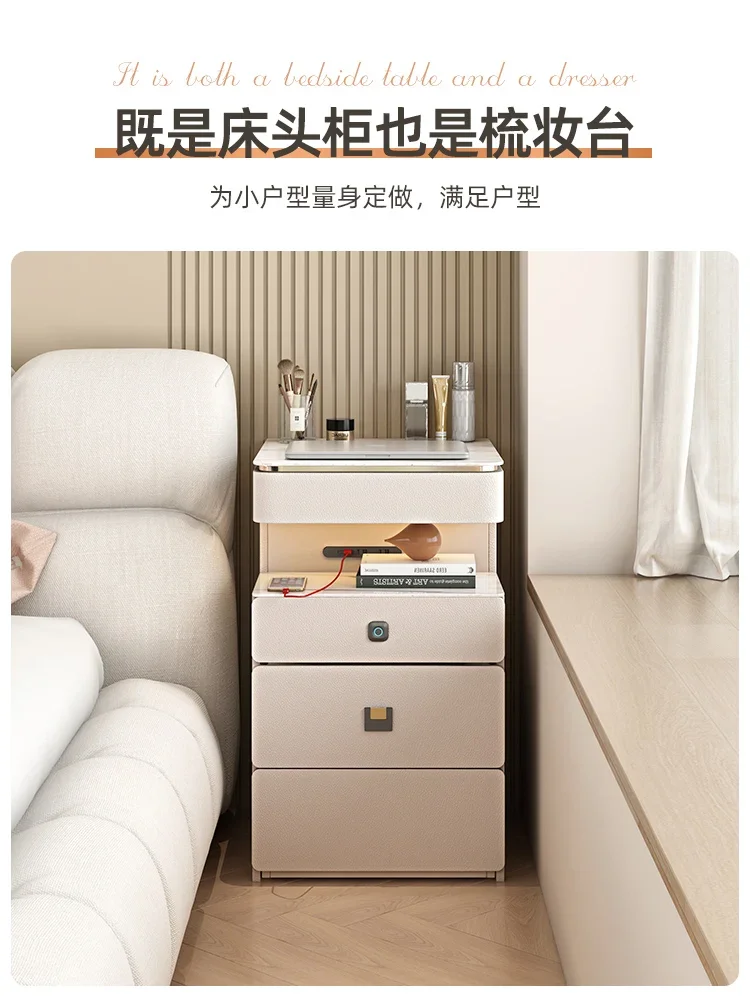 

Small Flip Dressing Table Bedside Table Integrated Intelligent Storage High Cabinet Folding Mirror