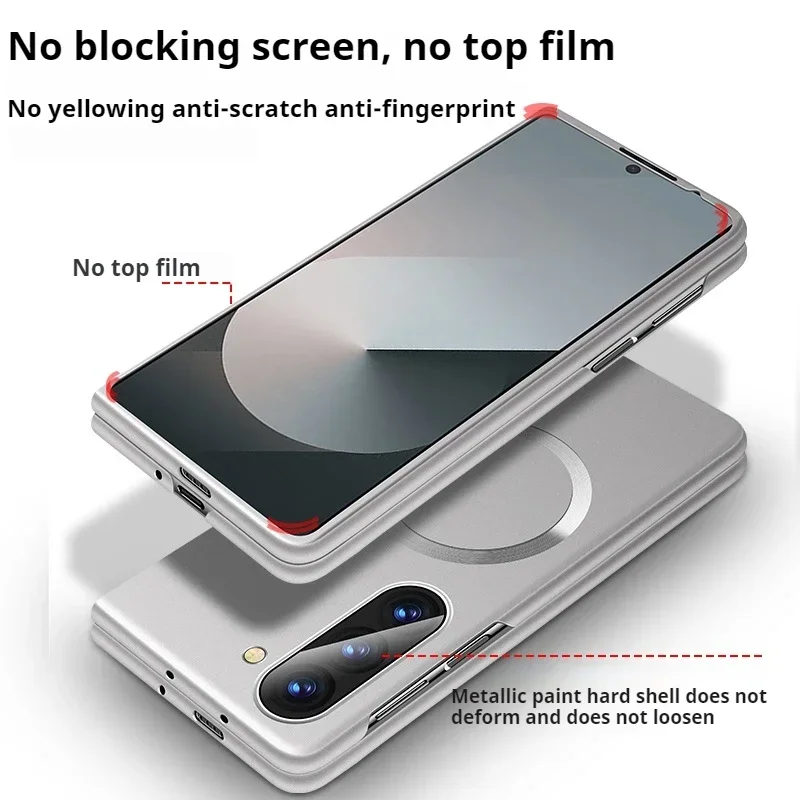

Для Samsung Z Fold 7 6 5 4 3 Ультратонкий матовый металлический чехол с краской для Magsafe для Galaxy Z Fold7 Fold6 Чехол для ПК с беспроводной зарядкой