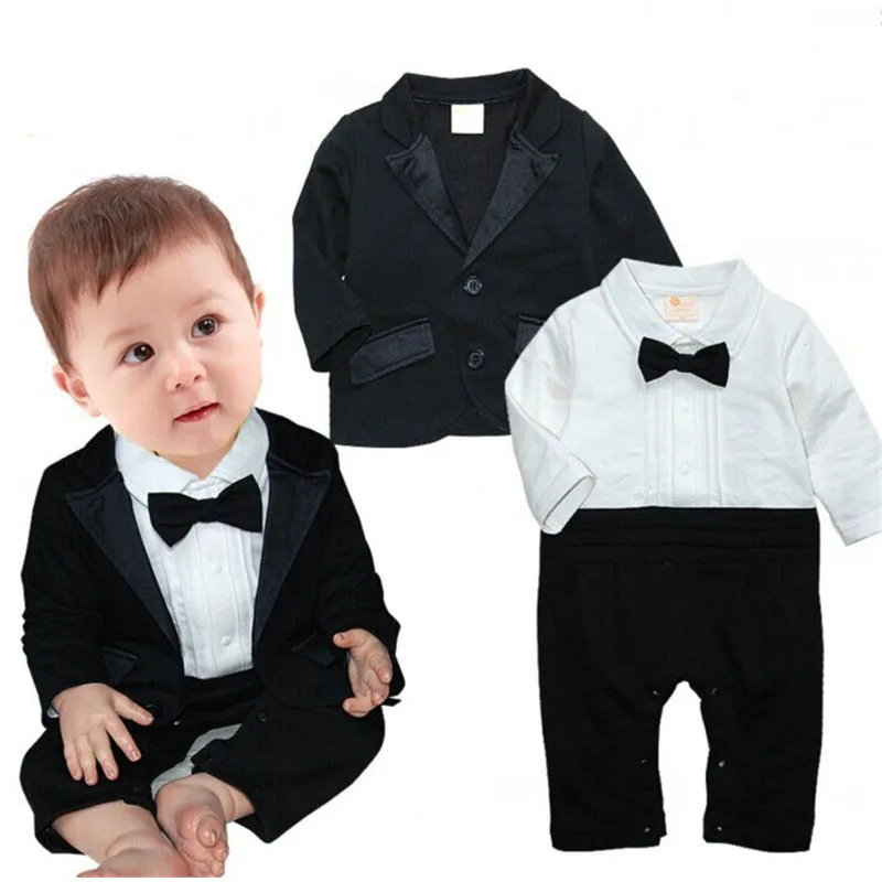 

infant Jumpsuit Boys gentleman clothes spring autumn long-sleeved baby one-piece small suit Newborn romper 2-piece baby romper