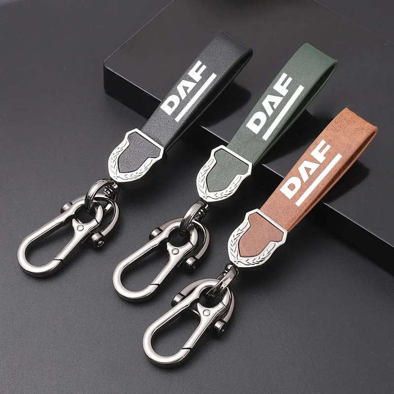 Fashion Luxury Genuine Leather Keychain Car Key Ring For DAF XF 95 105 CF LF VAN Car accessories