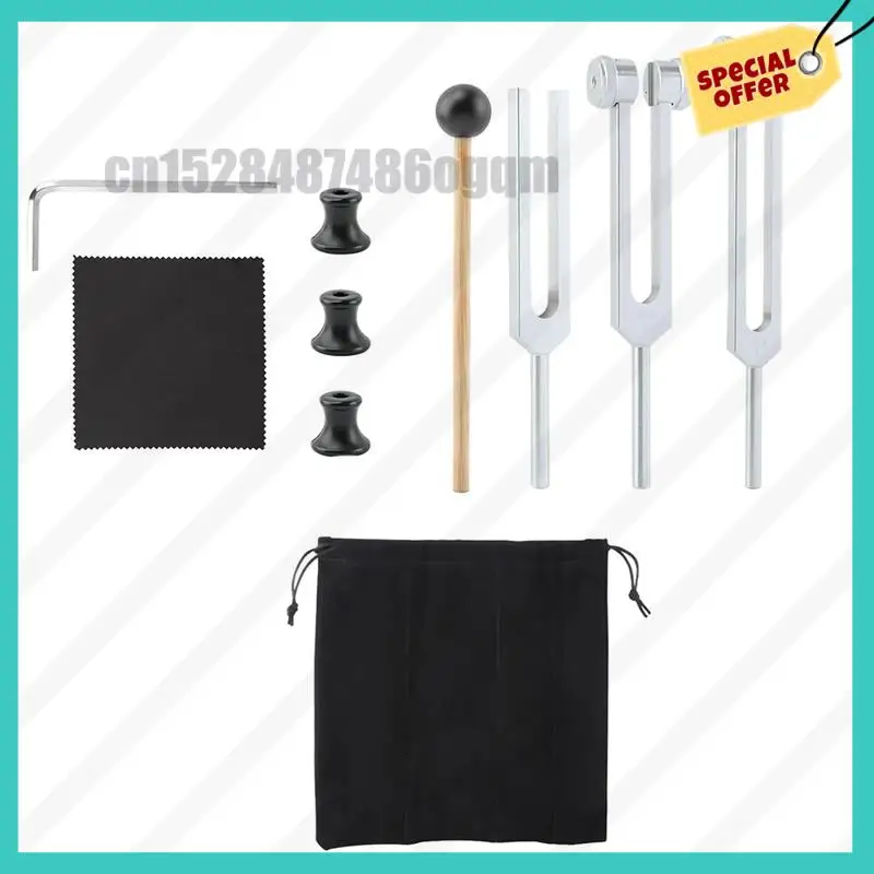 -ABJZ شوكة ضبط لمجموعة الشفاء (128 هرتز، 256 هرتز، 512 هرتز)، شوكة ضبط مع مطرقة منعكسة، لليوجا، العلاج الصوتي #4