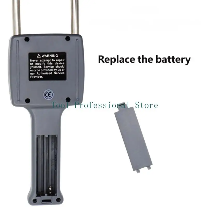57QF Front Panel Moisture Meter with Handheld Form, Twin Prongs, and Screen Readout for Farm Storage Review, Barn Receiving, and