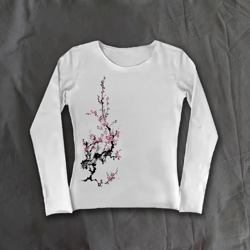 

Готическая Harajuku винтажная футболка в стиле панк с эмо для девочек с длинными рукавами, сексуальные тонкие шикарные топы с принтом, гранж Y2K, эстетичная женская уличная одежда