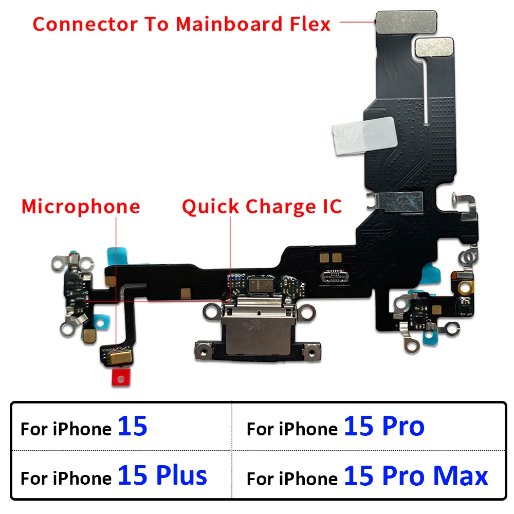 

Новинка для iPhone 15 Pro 15Pro Max Plus USB зарядный порт микрофон док-станция Соединительная плата гибкий кабель запасные части