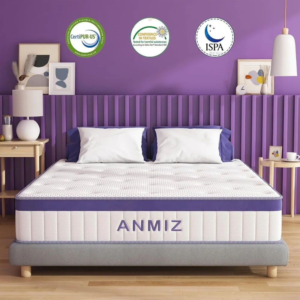 

Queen Size Mattress, 10 Inch Hybrid Queen Size Mattress with Gel Memory Foam, Medium Firm Matress, Queen Size Mattress