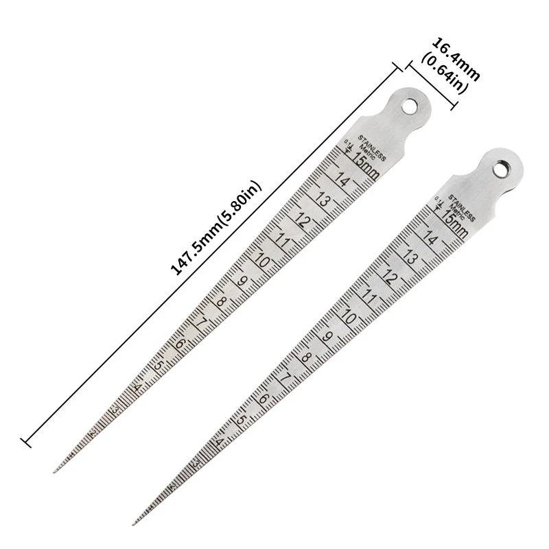 1PC Stainless Steel 0-15mm Taper Inner Measuring Gap Ruler Wedge Feeler Stainless Steel Hole Ruler Aperture Gauge Tapered Ruler