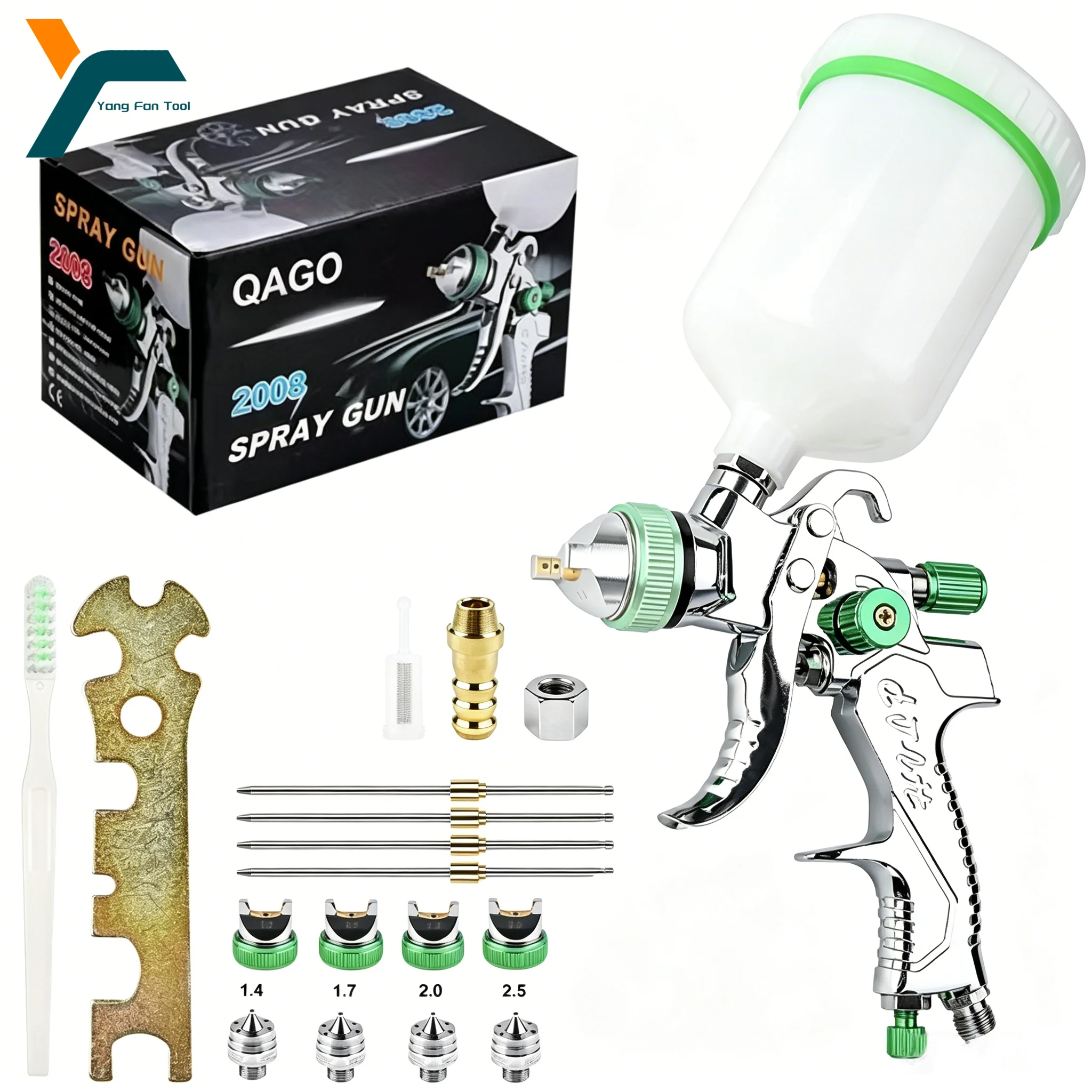 

HVLP Spray Gun Adjustable Professional Gravity Spray Gun 1.4 1.7 2.0 2.5mm Steel Nozzle DIY Car Spray Paint Kit Pneumatic Tool