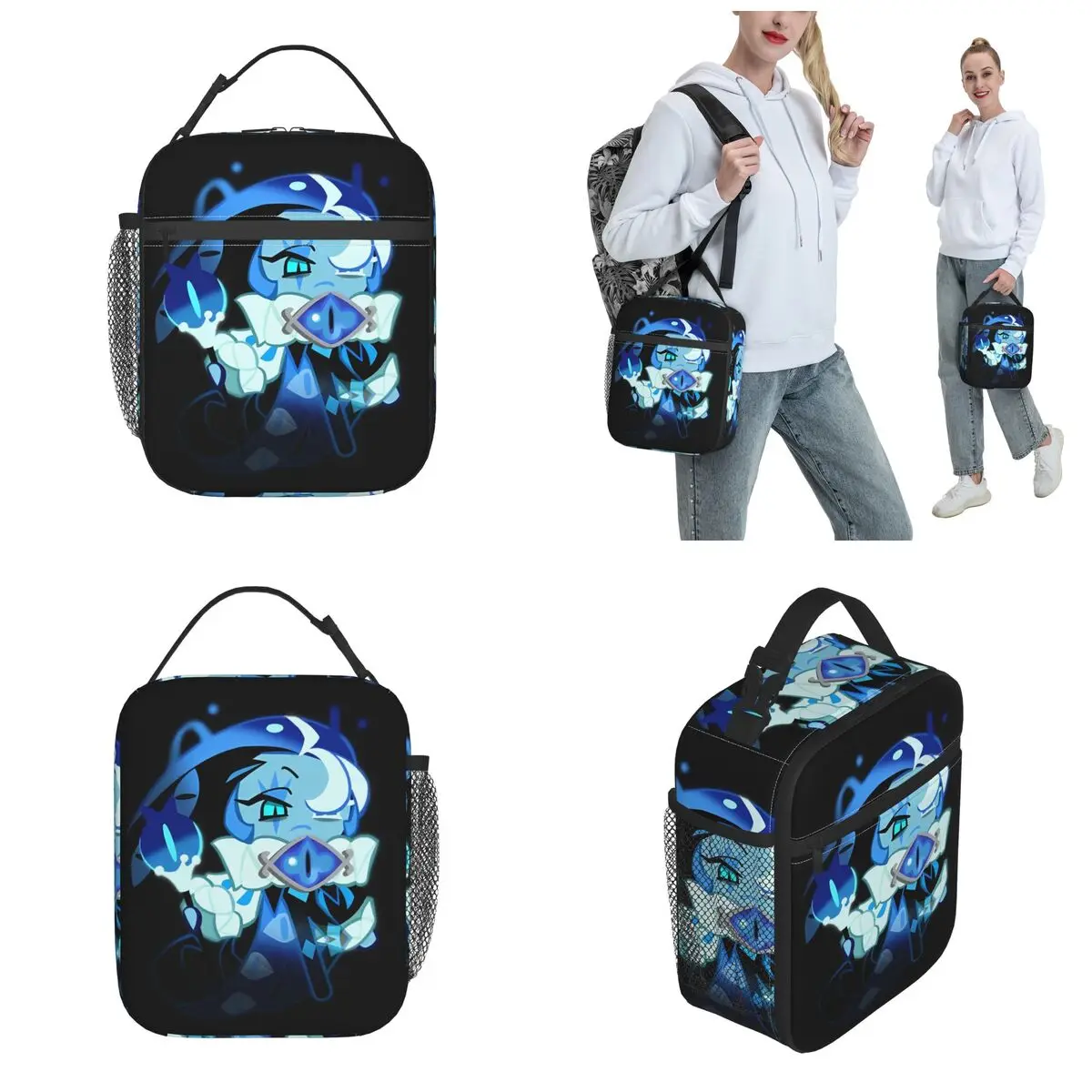 Shadow Milk Cookie Run Kingdom Borsa per il pranzo isolata Portatile Simpatico cartone animato Anime Borsa termica riutilizzabile Tote Lunch Box Beach Picnic