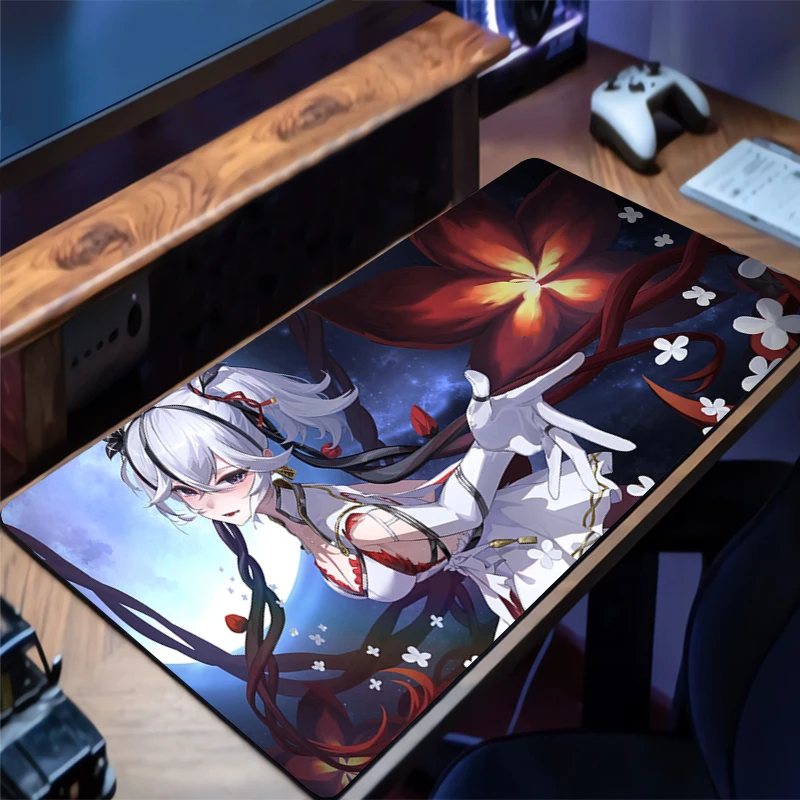 Mouse Pad big Wuthering Waves Camellya Computer Office Game Table Mats Anti-slip Gaming Keyboard coaster Long Desk Pads Mousepad