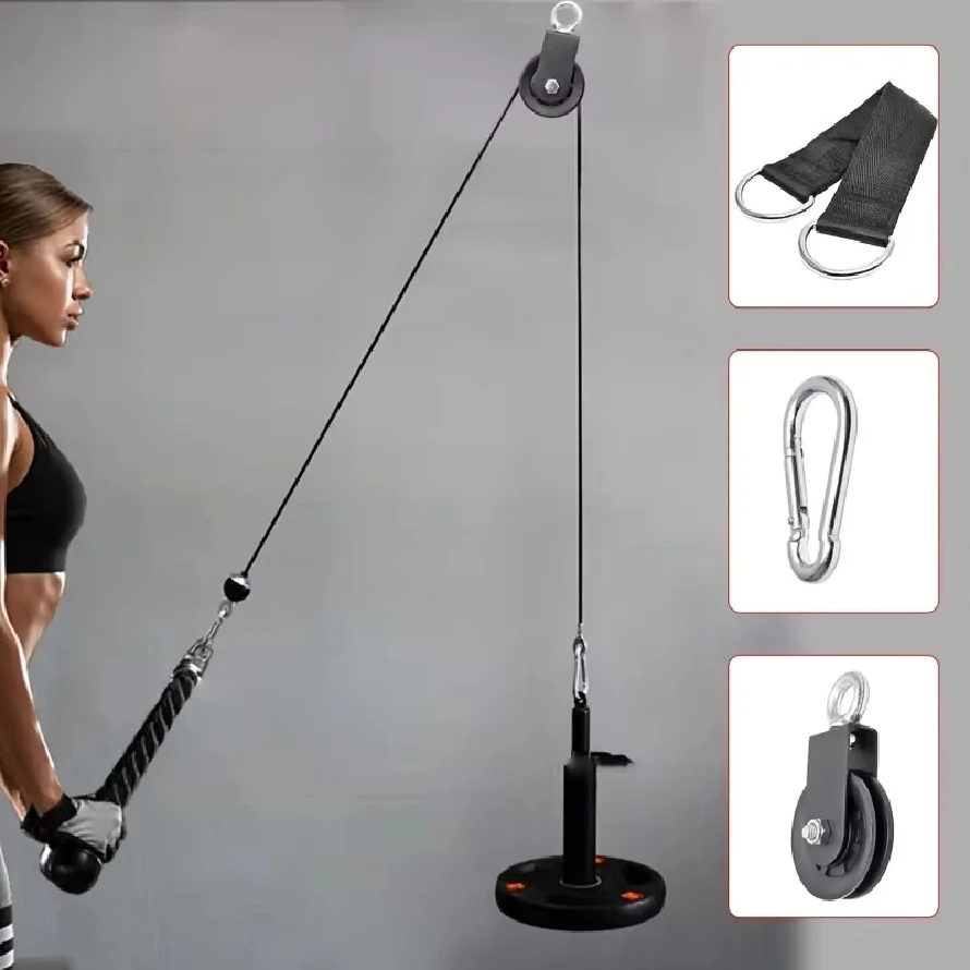 Silent Pulley 360° Rotating Gym Cable Pulley Equipment Wheel with Hanging Straps & Carabiner Pulley Cable Machine DIY Attachment