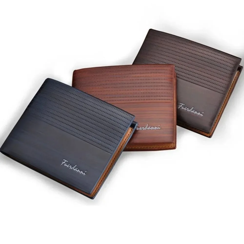 Einfache Klassische männer Kurze Brieftasche Pu Leder Casual Männlichen Bifold Brieftaschen Business Einfarbig Kreditkarte Halter Männlich