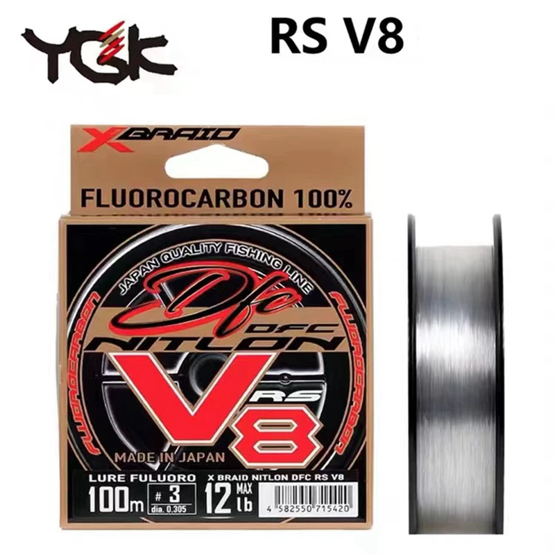 

YGK RS V8 100% FLUROCARBON Fishing Line, 0.8 #-8 #, Made in Japan, 100m Super Strength, Strong, Soft, Wear Resistance