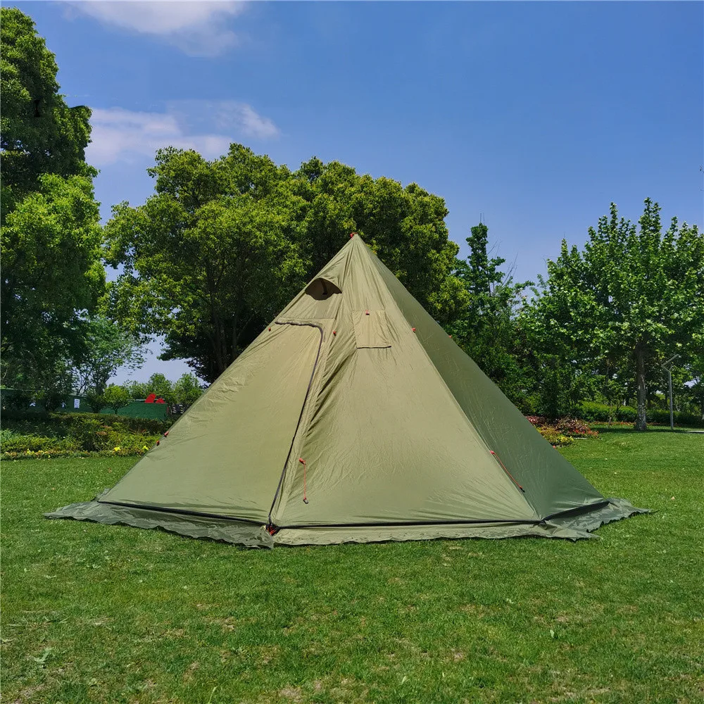 New Pyramid Tent With Snow Skirt Ultralight Outdoor Camping Teepee With A Chimney Hole For Cooking Travel Backpacking Tent