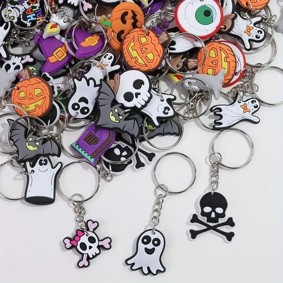 1/5/10/20/50/100pcs [Halloween Keychains] 25 Random Halloween Keychains | Anime Mixed Key Additions | Ladies' Bag & Flat Keychai
