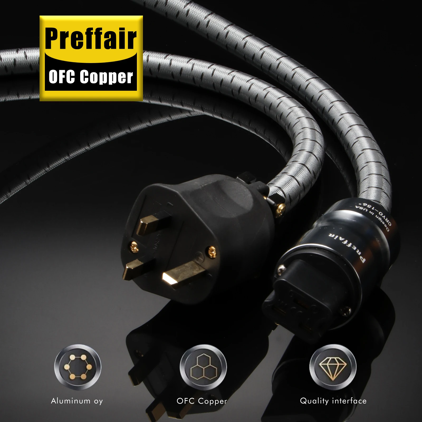 HIFI C19 20A Stromkabel OFC-Leiter Audio-Stromkabel EU/US/AU/UK Netzkabel-Stecker für Audiophile Lautsprecher Verstärker CD – Detail 1