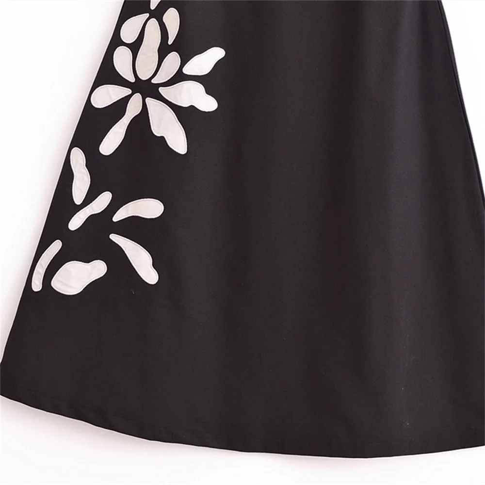 Taop&Za\'s 2024 Summer New Women\'s Fashion Slim Fit Straight Neck Sleeveless Flower Embroidered Dress