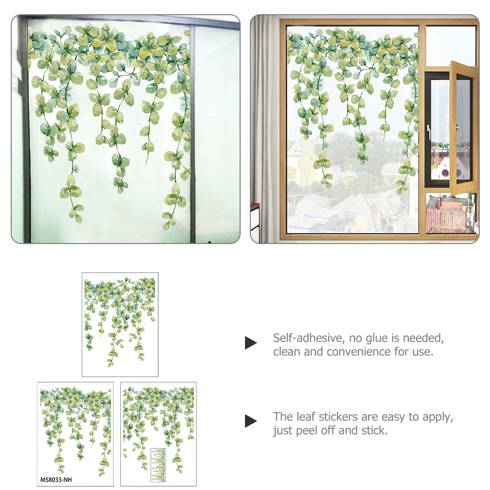 

3 Pieces 30x40cm Green Plant Eucalyptus Wall Stickers Living Bedroom Decor Removable PVC Decals Mural Art Self Adhesive