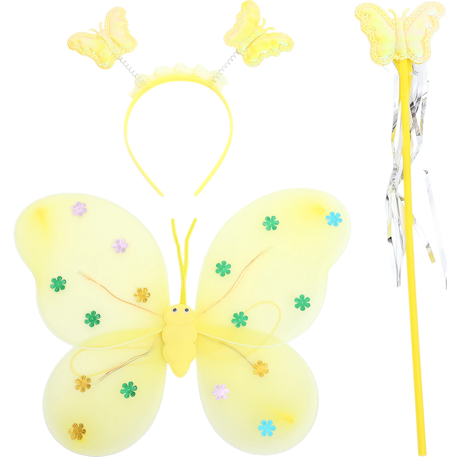 

1 set 1 Set Light Up Butterfly Fairy Costume Set Glowing Wings Headband Wand Props For Girls Cosplay Party Accessory