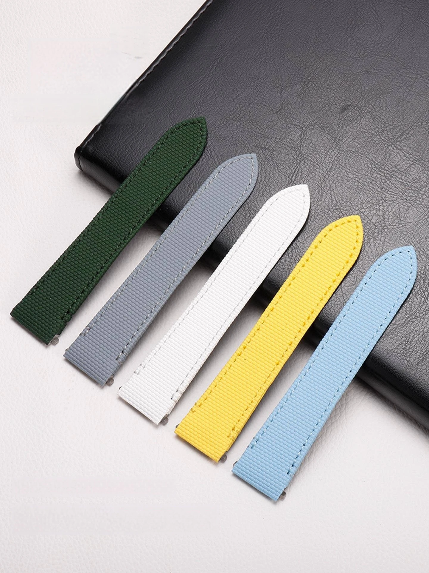 19/21 mm fluororubber strap dedicated quick release watchband for Cartier Santos Medium Large metal insert folding clasp buckle
