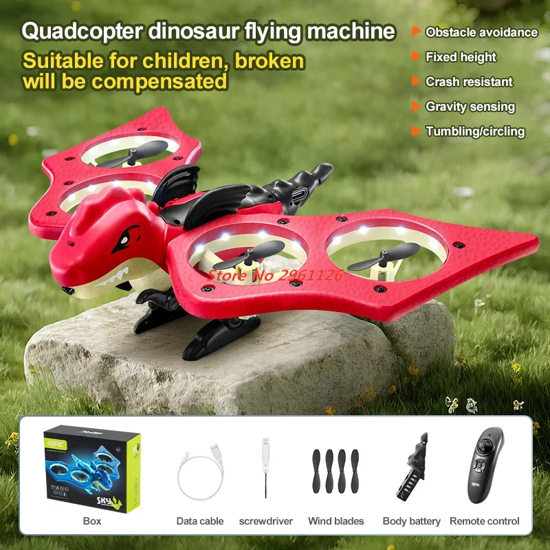 RC Plane Dinosaurs Type Remote Control Aircraft 2.4GHz Gravity Sensing Mini Drone 360° Flip RC Dinosaur Helicopter Boy Gift Toys
