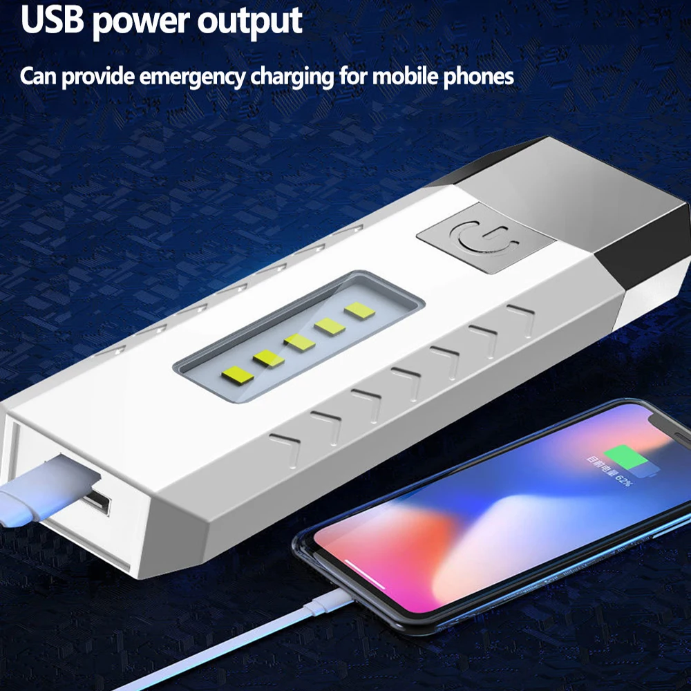LED Ultra Bright Multifunctional Flashlight Outdoor Portable USB Power Bank COB Side Lights Camping Fishing Lighting flashlight