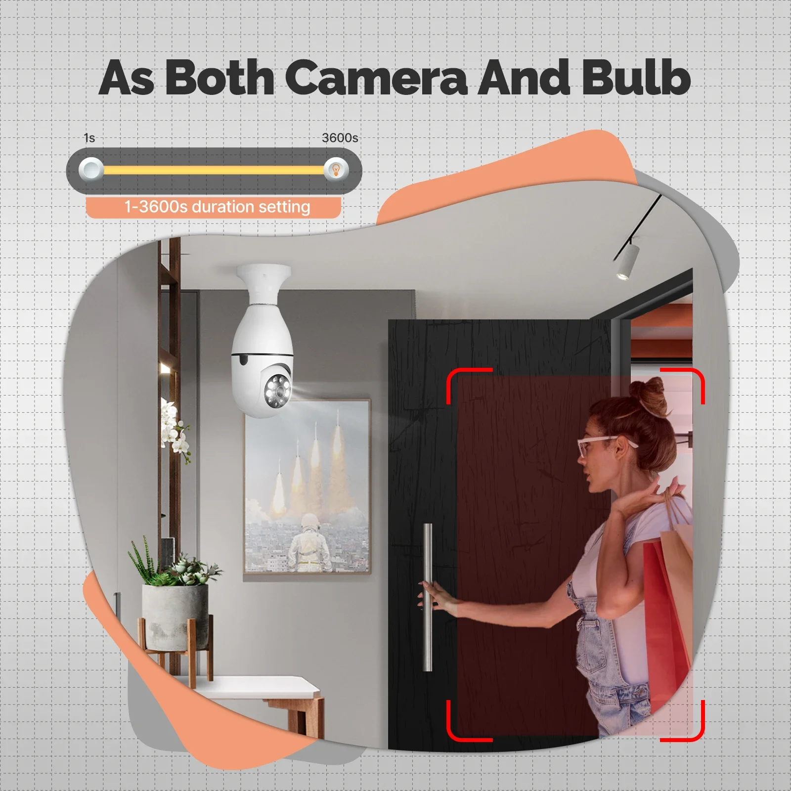 MOES-cámara de seguridad inteligente Tuya, WiFi, 3MP, bombilla con enchufe E27, seguimiento humano, visión nocturna a todo Color para interiores