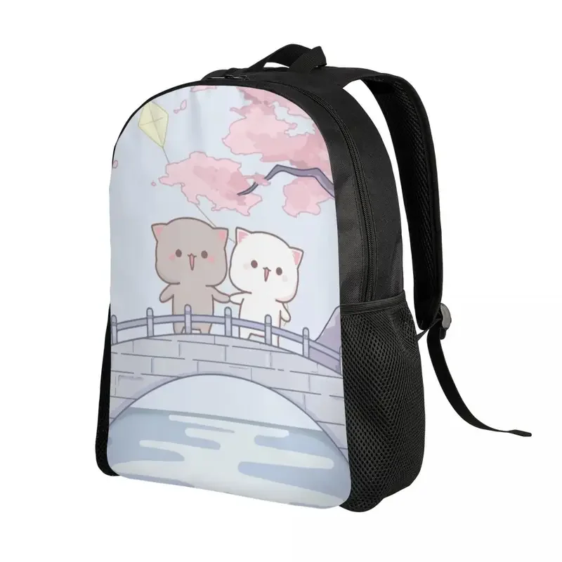 Romantic Peach And Goma Mochi Cat Backpacks for Boys Girls College School Travel Bags Women Men Bookbag Fits 15 Inch Laptop