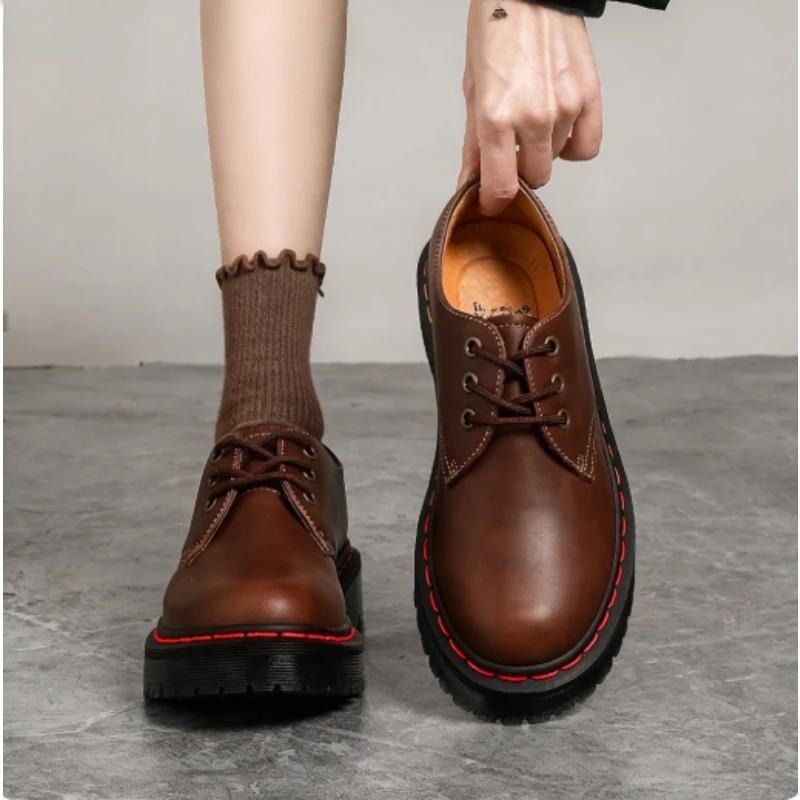 

Fashionable Comfortable Round Toe Shoes for Men's Casual Outdoor Wear Resistant Anti Slip Sole Work Shoes Solid Color Versatile