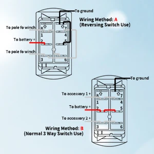 Momentaner Wippschalter, wasserdicht (EIN)-Aus-(EIN), 3-Positionen-Marine-Wippschalter, 12 V, 20 A, DPDT, 7-poliger Bootsschalter, Kippschalter für Auto – Detail 4