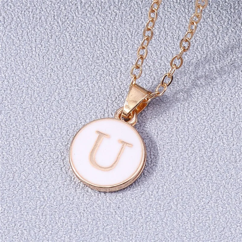 Aihua Minimalistische Initiale Emaille Weiß Schwarz A-Z Buchstaben Halskette für Frauen Alphabet Anhänger Schmuck Geburtstag Geschenke Großhandel – Detail 31
