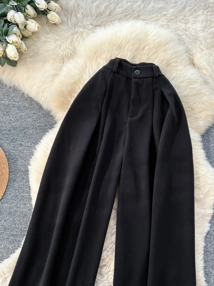 Pantalon large à taille haute Laid-ba Sle pour femmes, coupe ample, pantalon décontracté pour les trajets quotidiens, version coréenne, printemps 2026