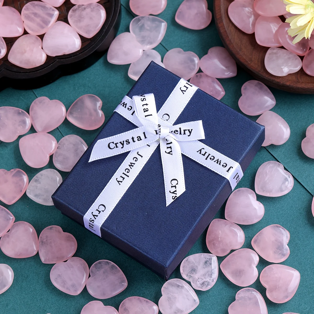 20/30/50PCS Rose Quartz Heart Natural Crystal Gift Set Polished Stones Healing Reiki Gemstone Valentine Gift For Women