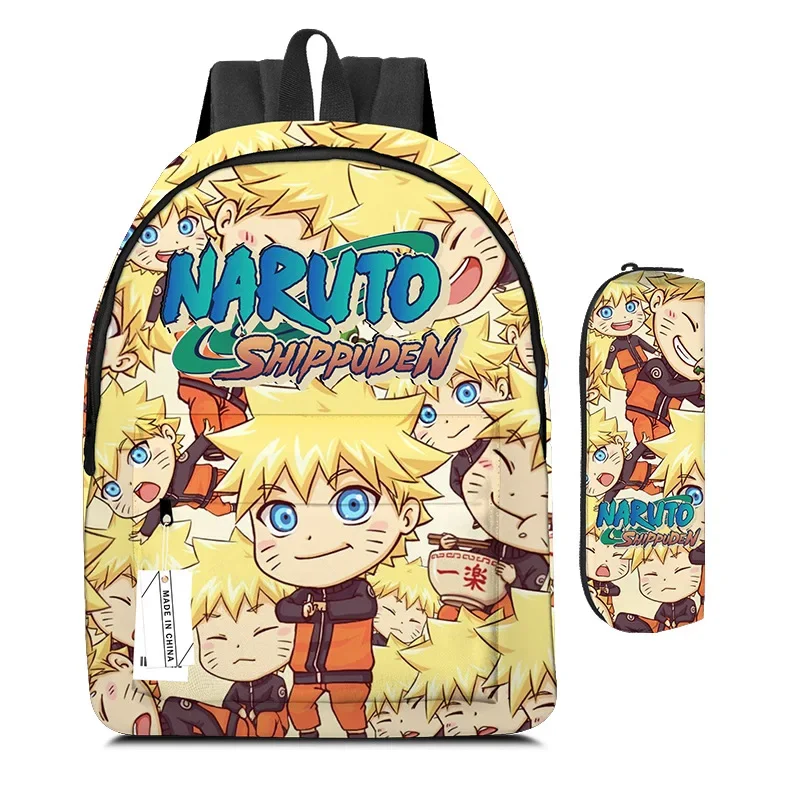 2PC-SET Naruto School Bag Kakashi Naruto Uchiha Itachi Primary School Student Backpack Cartoon Backpack Children\'s Gifts